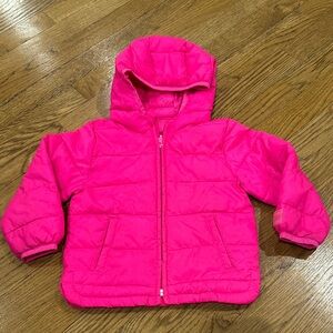 GAP Bright Pink Hooded Puffer Jacket 2T